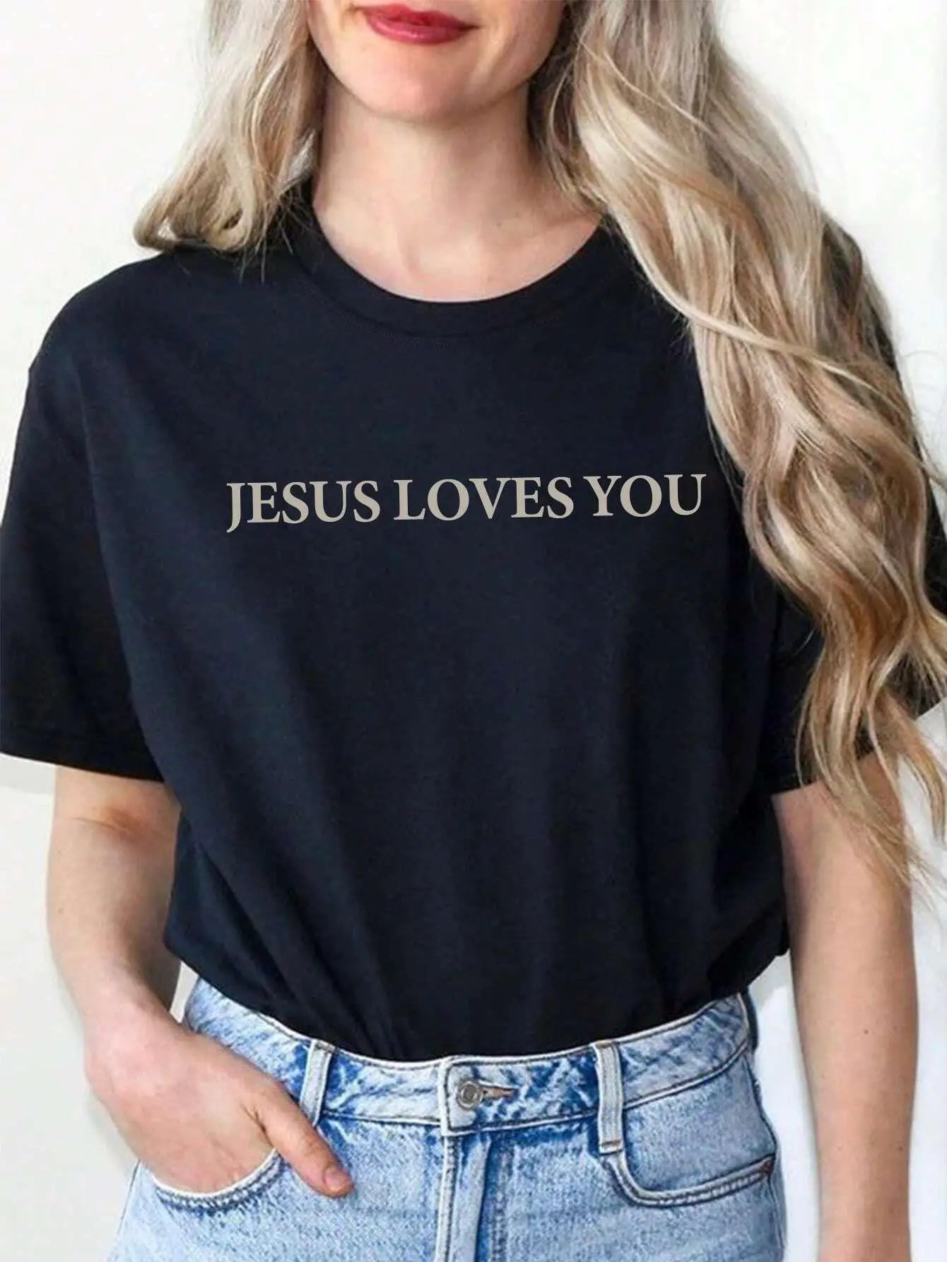 Jesus Loves You Letter Print Women’s T-Shirt