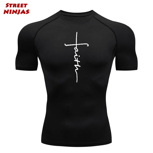 Cross Print Athletic Quick Dry T-Shirt Tees